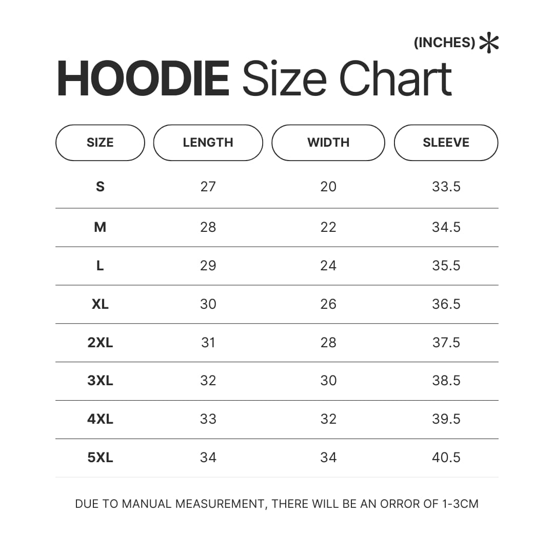 Hoodie Size Chart - Gravity Falls Stuff