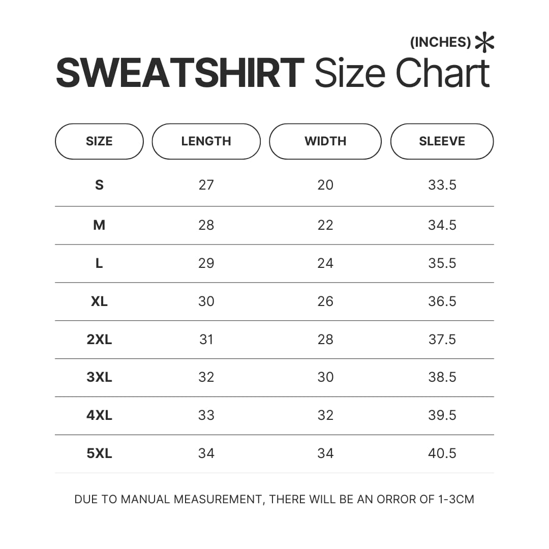 Sweatshirt Size Chart - Gravity Falls Stuff