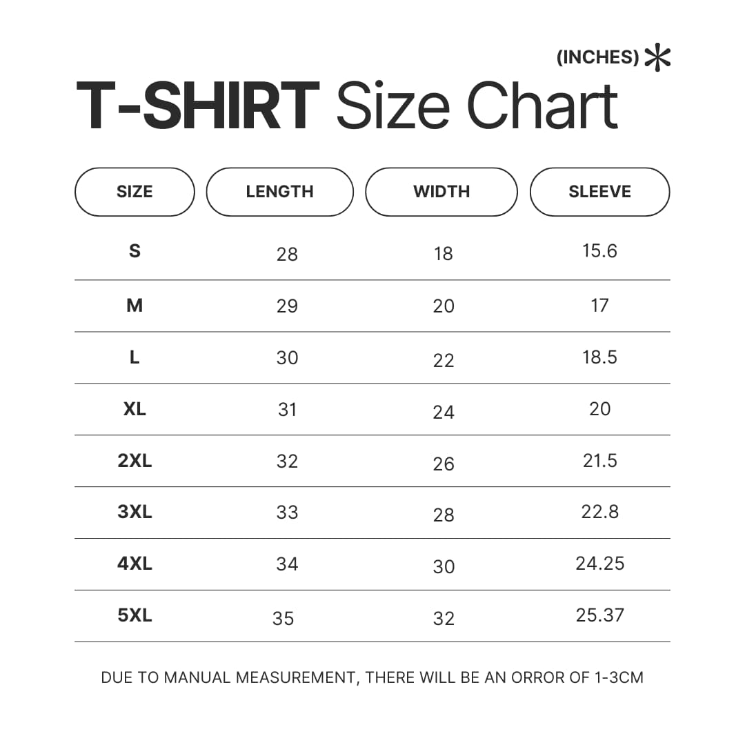 T shirt Size Chart - Gravity Falls Stuff