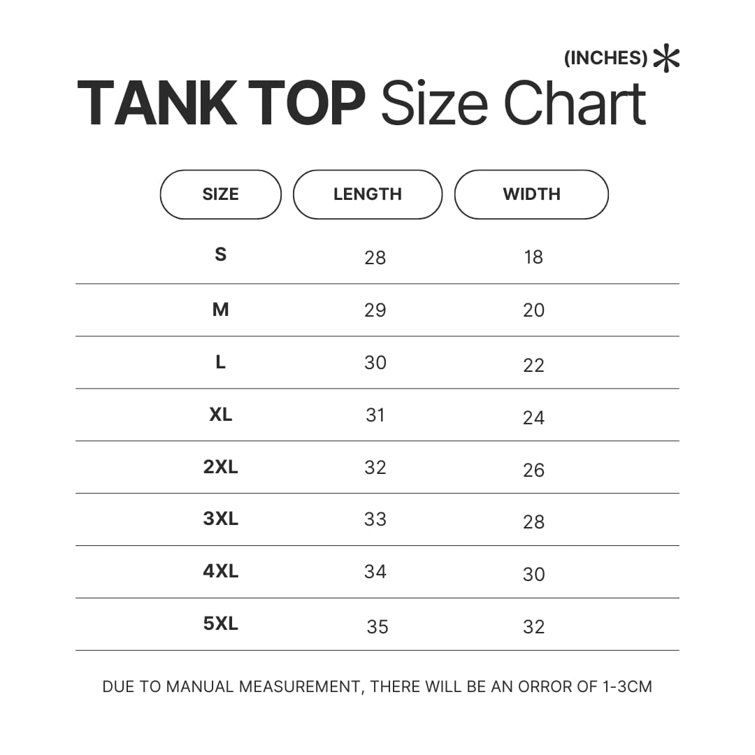Tank Top Size Chart - Gravity Falls Stuff