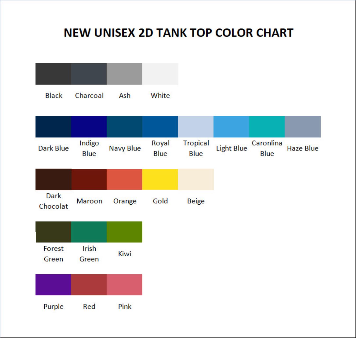 tank top color chart - Gravity Falls Stuff