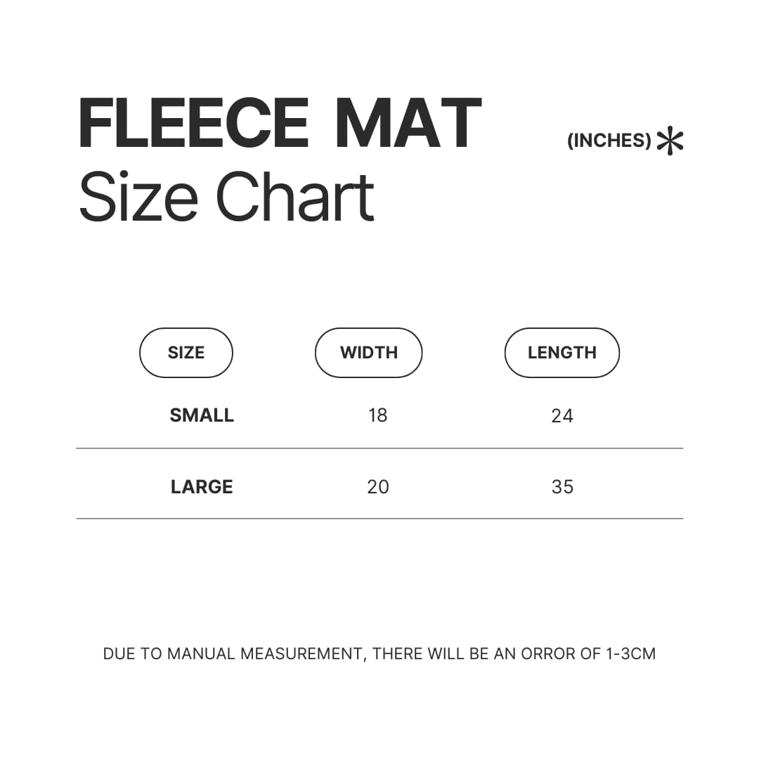 Fleece Mat Size Chart - Gravity Falls Stuff