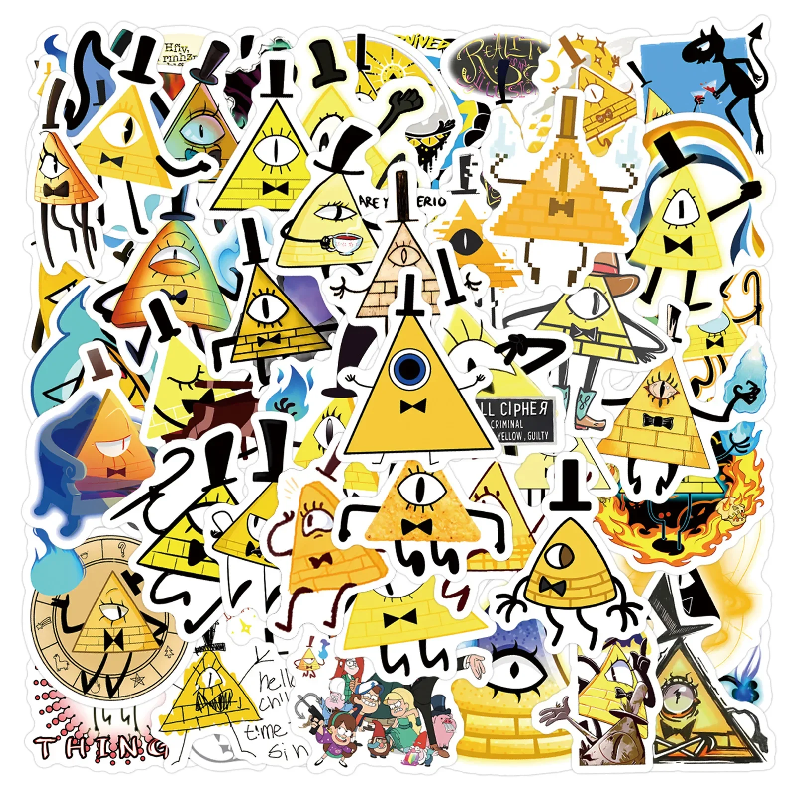 60PCS Gravity Falls Bill Cipher Cartoon Stickers