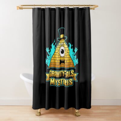 Gravity Falls Mysteries Blue Shower Curtain