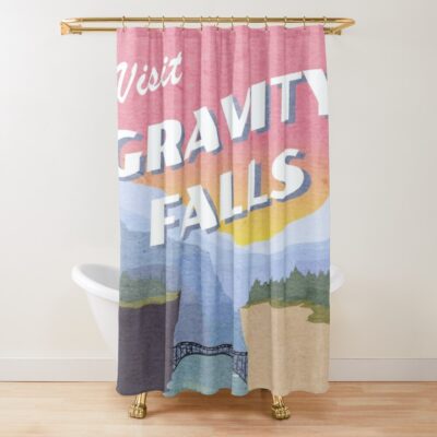 Visit Gravity Falls Postcard Shower Curtain